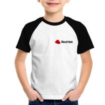 Camiseta Raglan Infantil Red Hat Linux - Foca na Moda