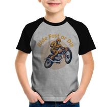 Camiseta Raglan Infantil Ride Fast Or Die - Foca na Moda