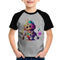 Camiseta Raglan Infantil Robô Colorido - Foca na Moda