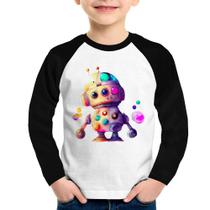 Camiseta Raglan Infantil Robô Colorido Manga Longa - Foca na Moda