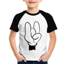 Camiseta Raglan Infantil Rock Hand - Foca na Moda Camiseta Raglan Infantil Rock Hand - Foca na Moda