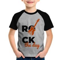 Camiseta Raglan Infantil Rock the day - Foca na Moda