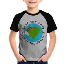Camiseta Raglan Infantil Save The Arts Save The World - Foca na Moda Camiseta Raglan Infantil Save The Arts Save The World - Foca na Moda