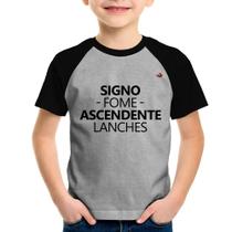 Camiseta Raglan Infantil Signo: fome - Ascendente: lanches - Foca na Moda