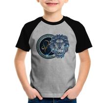 Camiseta Raglan Infantil Signo Leão Astrologia - Foca na Moda
