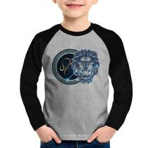 Camiseta Raglan Infantil Signo Leão Astrologia Manga Longa - Foca na Moda