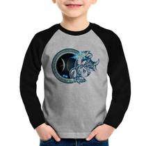 Camiseta Raglan Infantil Signo Peixes Astrologia Manga Longa - Foca na Moda