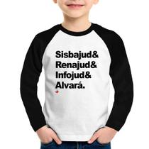 Camiseta Raglan Infantil Sisbajud & Renajud & Infojud & Alvará Manga Longa - Foca na Moda