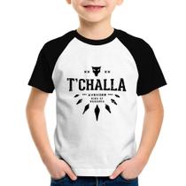 Camiseta Raglan Infantil T'Challa King of Wakanda - Foca na Moda