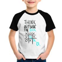 Camiseta Raglan Infantil Think Outside The Box - Foca na Moda Camiseta Raglan Infantil Think Outside The Box - Foca na Moda