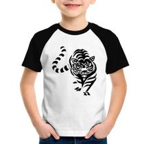 Camiseta Raglan Infantil Tigre Traços - Foca na Moda Camiseta Raglan Infantil Tigre Traços - Foca na Moda