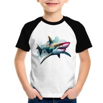 Camiseta Raglan Infantil Tubarão Watercolor - Foca na Moda