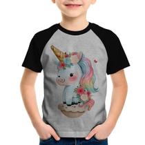 Camiseta Raglan Infantil Unicórnio Bebê - Foca na Moda