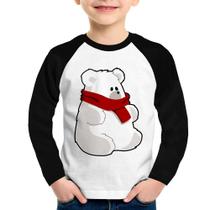 Camiseta Raglan Infantil Urso Polar Manga Longa - Foca na Moda Camiseta Raglan Infantil Urso Polar Manga Longa - Foca na Moda