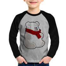 Camiseta Raglan Infantil Urso Polar Manga Longa - Foca na Moda