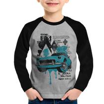 Camiseta Raglan Infantil Vintage Classic Car Painting Manga Longa - Foca na Moda