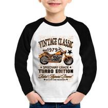 Camiseta Raglan Infantil Vintage Classic Moto Manga Longa - Foca na Moda Camiseta Raglan Infantil Vintage Classic Moto Manga Longa - Foca na Moda
