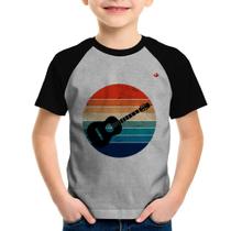 Camiseta Raglan Infantil Violão Vintage Sunset - Foca na Moda Camiseta Raglan Infantil Violão Vintage Sunset - Foca na Moda