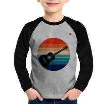 Camiseta Raglan Infantil Violão Vintage Sunset Manga Longa - Foca na Moda Camiseta Raglan Infantil Violão Vintage Sunset Manga Longa - Foca na Moda