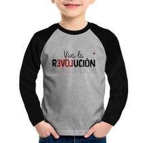 Camiseta Raglan Infantil Viva la Revolución Manga Longa - Foca na Moda