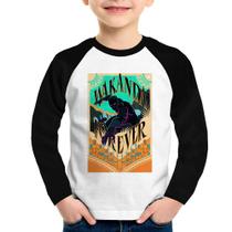 Camiseta Raglan Infantil Wakanda Forever Manga Longa - Foca na Moda Camiseta Raglan Infantil Wakanda Forever Manga Longa - Foca na Moda