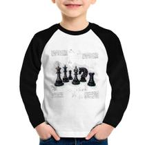 Camiseta Raglan Infantil Xadrez Manga Longa - Foca na Moda