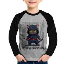 Camiseta Raglan Infantil You cat see my ninja moves Manga Longa - Foca na Moda