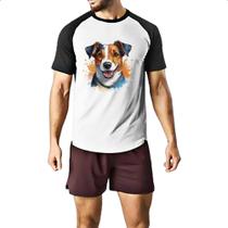Camiseta Raglan Jack Russell Terrier Watercolor Arte Camiseta Raglan Jack Russell Terrier Watercolor Arte