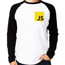 Camiseta Raglan JavaScript Manga Longa - Foca na Moda