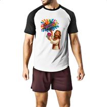 Camiseta Raglan Jesus Escrevendo Familia Ramos