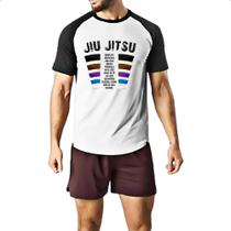 Camiseta Raglan Jiu Jitsu faixas e golpes