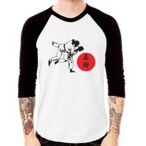 Camiseta Raglan Jiu Jitsu Judô Artes Marciais Manga 3/4 - Foca na Moda