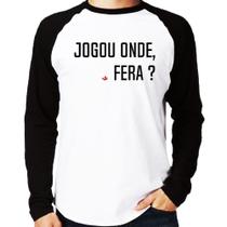 Camiseta Raglan Jogou onde fera Manga Longa - Foca na Moda