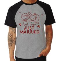 Camiseta Raglan Just Married - Foca na Moda