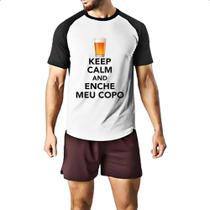 Camiseta Raglan Keep Calm and Enche meu copo