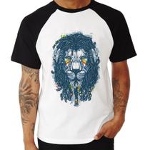 Camiseta Raglan Leão Reggae - Foca na Moda Camiseta Raglan Leão Reggae - Foca na Moda