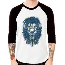 Camiseta Raglan Leão Reggae Manga 3/4 - Foca na Moda Camiseta Raglan Leão Reggae Manga 3/4 - Foca na Moda