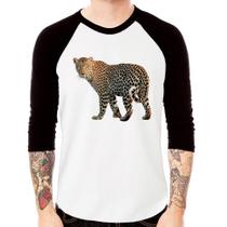 Camiseta Raglan Leopardo Manga 3/4 - Foca na Moda