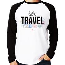Camiseta Raglan Let's Travel Manga Longa - Foca na Moda Camiseta Raglan Let's Travel Manga Longa - Foca na Moda