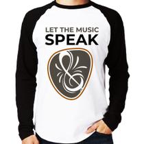 Camiseta Raglan Let the music speak Manga Longa - Foca na Moda Camiseta Raglan Let the music speak Manga Longa - Foca na Moda