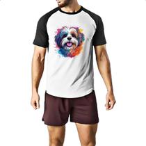 Camiseta Raglan Lhasa apso Watercolor Arte Camiseta Raglan Lhasa apso Watercolor Arte