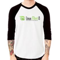 Camiseta Raglan Linux Mint 8 Helena Manga 3/4 - Foca na Moda Camiseta Raglan Linux Mint 8 Helena Manga 3/4 - Foca na Moda