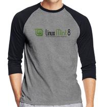Camiseta Raglan Linux Mint 8 Helena Manga 3/4 - Foca na Moda