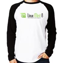 Camiseta Raglan Linux Mint 8 Helena Manga Longa - Foca na Moda Camiseta Raglan Linux Mint 8 Helena Manga Longa - Foca na Moda