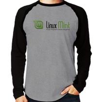 Camiseta Raglan Linux Mint Manga Longa - Foca na Moda Camiseta Raglan Linux Mint Manga Longa - Foca na Moda