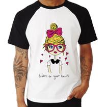 Camiseta Raglan Listen to your heart - Foca na Moda