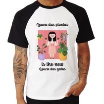 Camiseta Raglan Louca das plantas is the new louca dos gatos - Foca na Moda