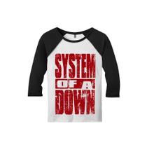 Camiseta Raglan Manga 3/4 Feminina System Of A Down Metal