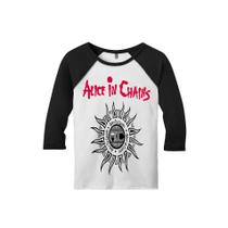 Camiseta Raglan Manga 3/4 Masculina Alice In Chains Grunge