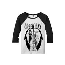 Camiseta Raglan Manga 3/4 Masculina Green Day 1 Camiseta Raglan Manga 3/4 Masculina Green Day 1